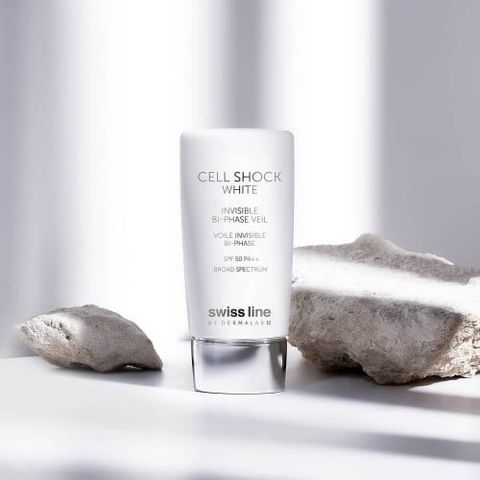 Swissline Cell Shock White Invisible Bi-Phase Veil SPF 50 - Nhũ Tương Chống Nắng Và Bức Xạ Nhiệt Bảo Vệ Da SPF 50 PA++