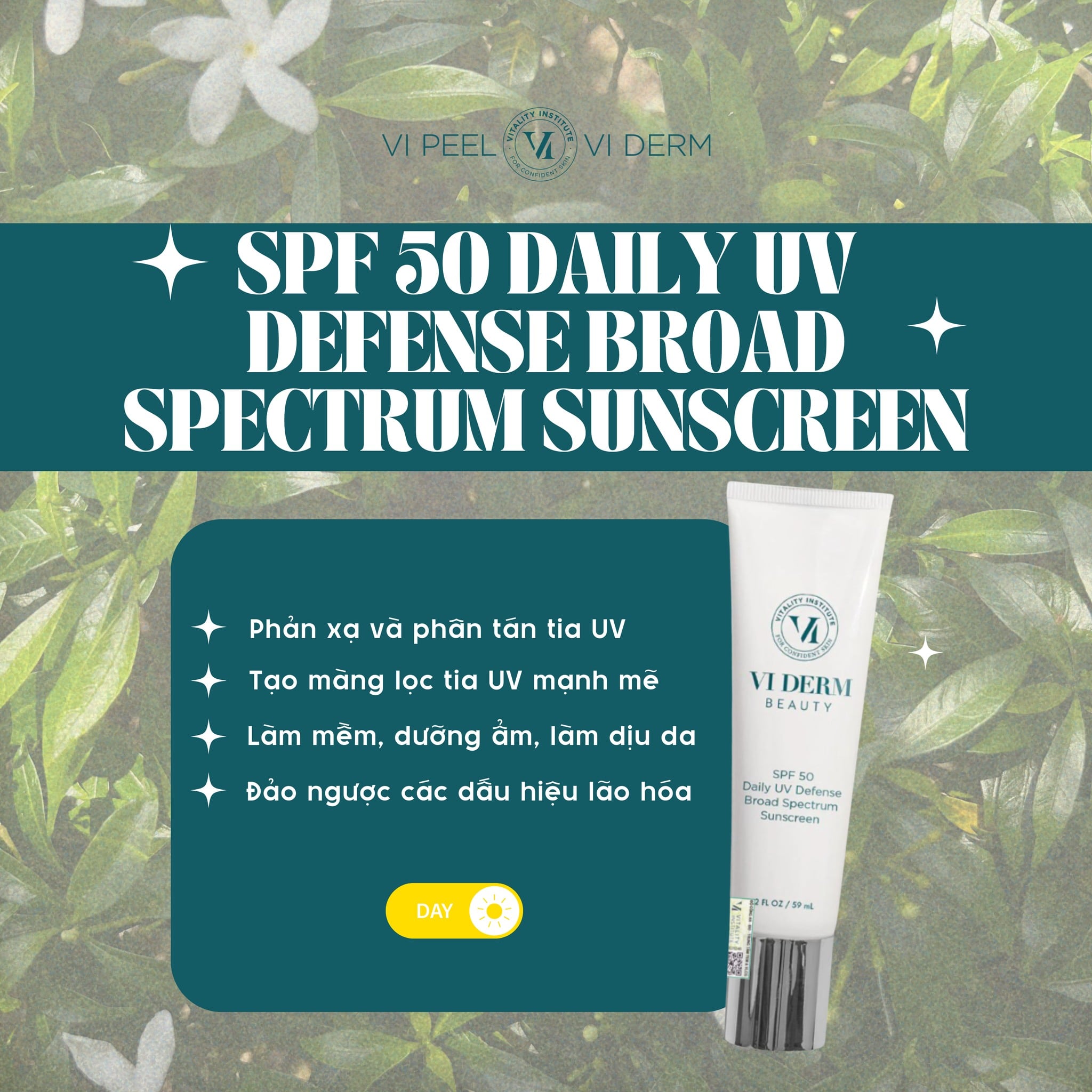 [Date 11/2026] VI DERM SPF 50 Broad Spectrum Sunscreen - Kem Chống Nắng Phổ Rộng Bảo Vệ Da Toàn Diện 59ml