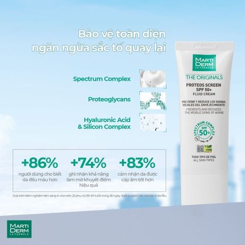 MartiDerm The Originals Proteos Screen SPF50+ Fluid Cream - Kem chống nắng phổ rộng 40ml