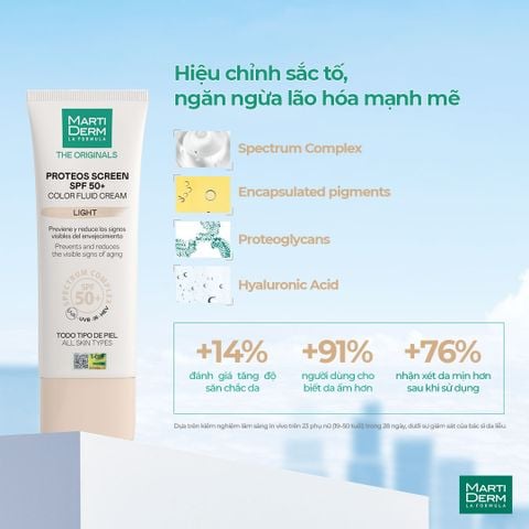 MartiDerm The Originals Proteos Screen SPF50+ Fluid Cream - Kem chống nắng phổ rộng 40ml