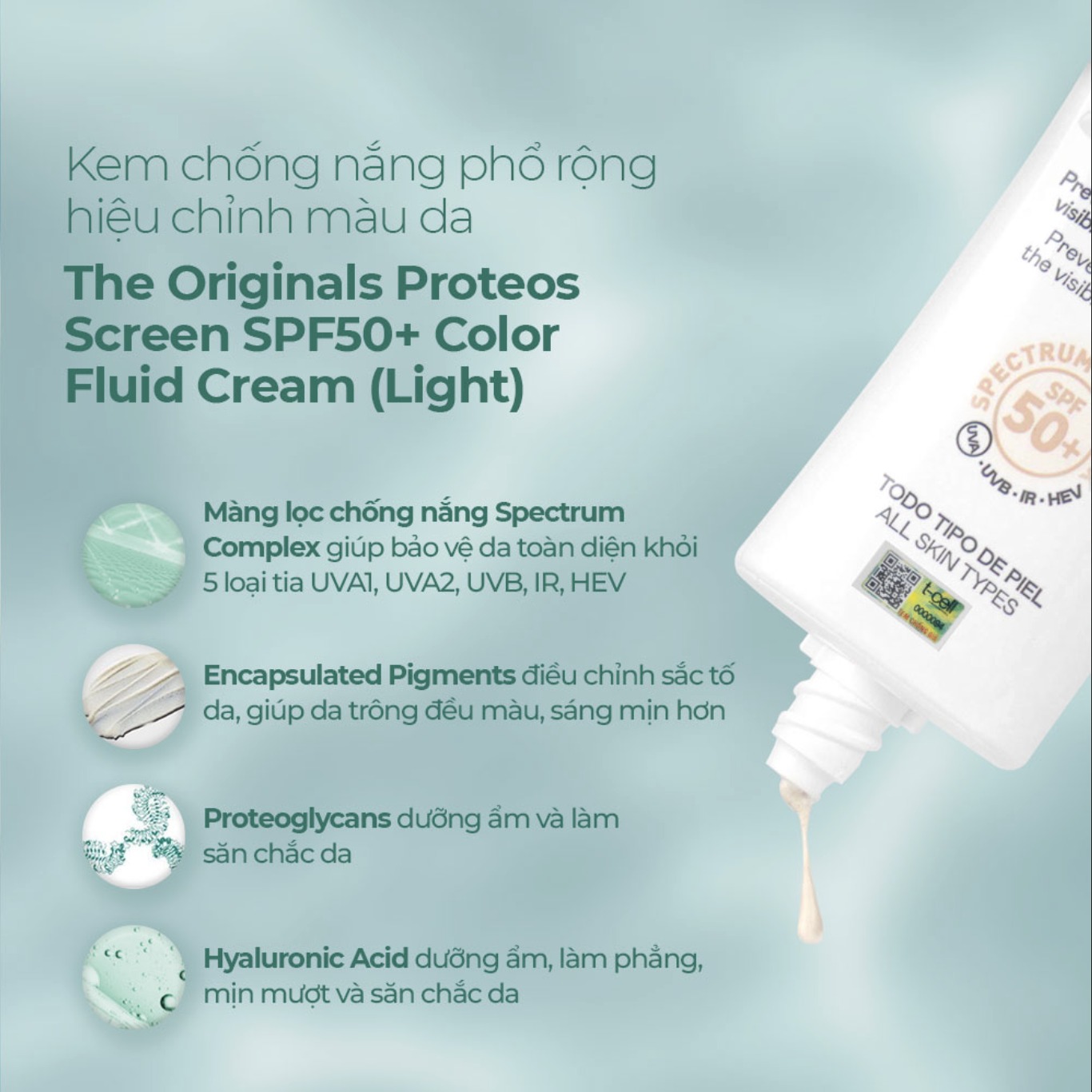 MartiDerm The Originals Proteos Screen SPF50+ Fluid Cream - Kem chống nắng phổ rộng 40ml