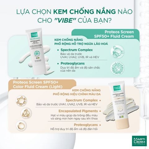 MartiDerm The Originals Proteos Screen SPF50+ Fluid Cream - Kem chống nắng phổ rộng 40ml
