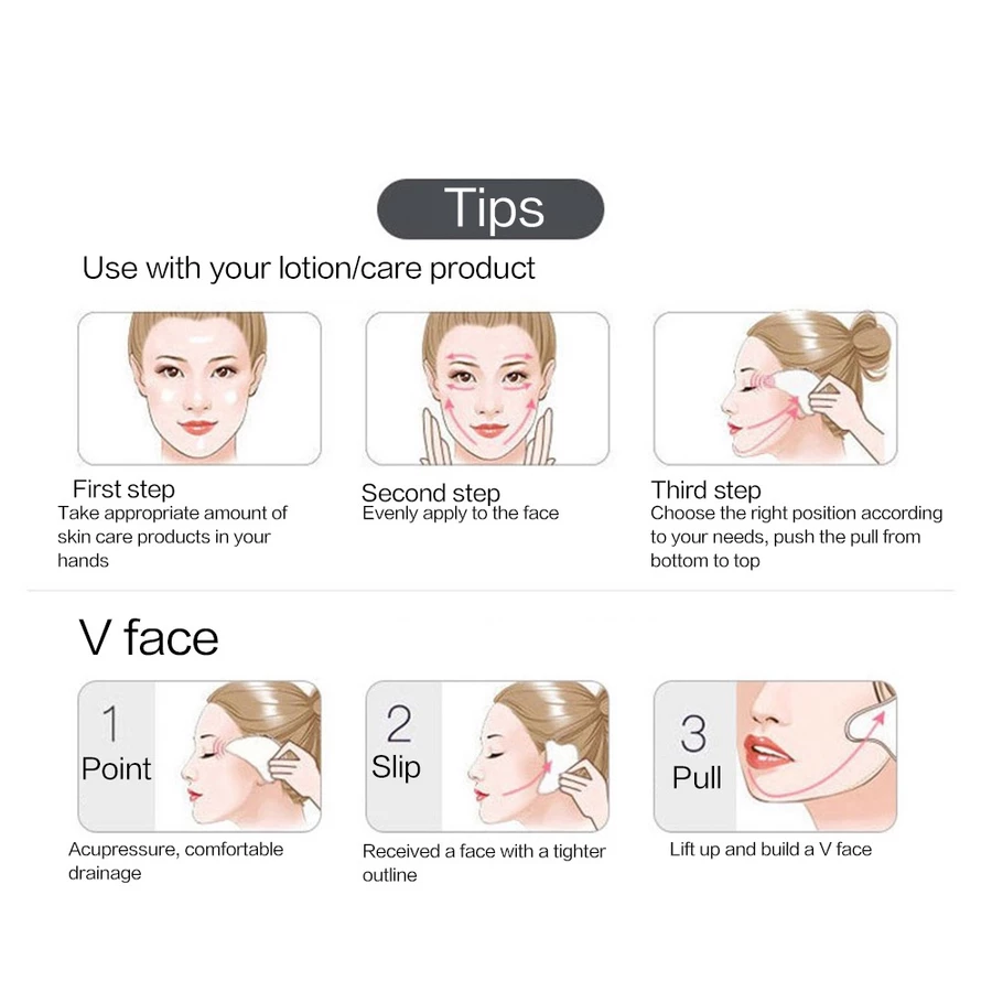 Lifting Facial Gua Sha - Đá Thạch Anh Hồng Mát Xa ( Có Hộp)