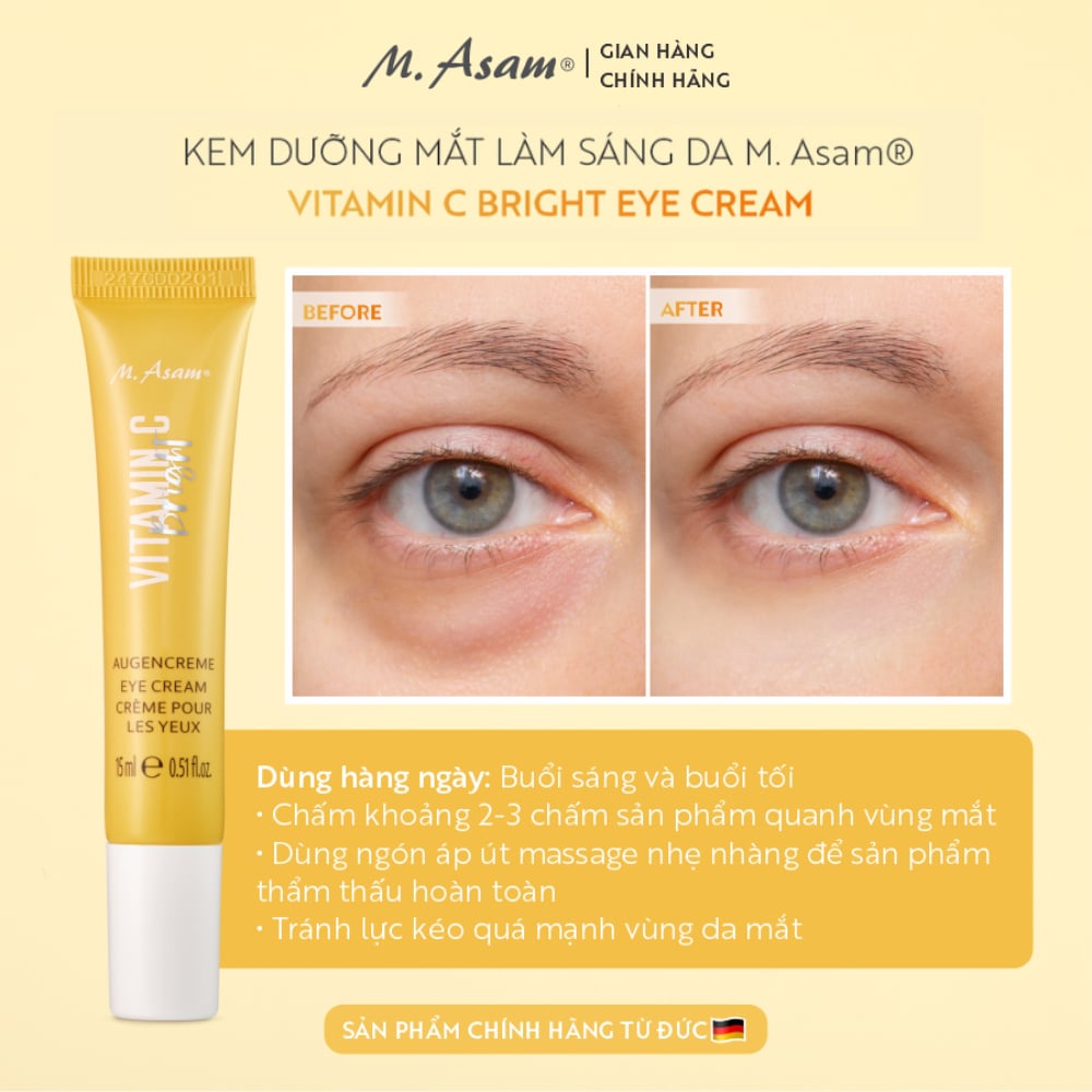 M. Asam Vitamin C Bright Eye Cream Kem Mắt Làm Sáng Da, Giảm Quầng Thâm Mắt 15ml