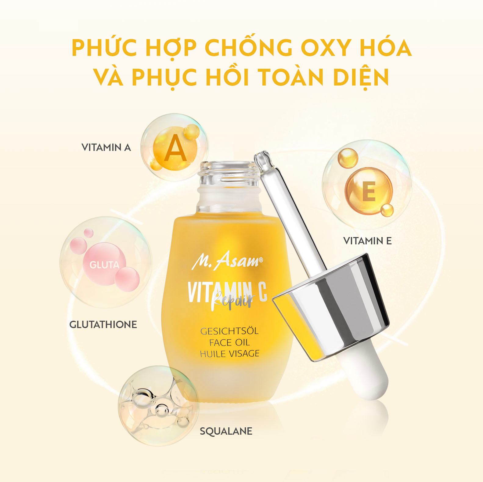 M. Asam Vitamin C Repair Face Oil Lam Dầu Dưỡng  Sáng Da, Phục Hồi, Chống Lão Hóa 30ml