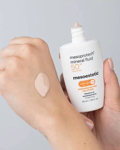 Mesoestetic Mesoprotech Mineral Fluid SPF50+ Kem Chống Nắng Vật Lý Cho Da Nhạy Cảm 50ml