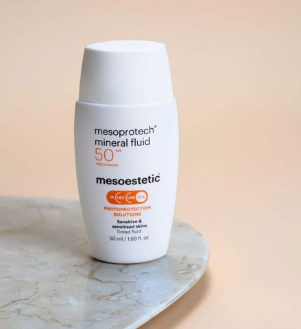 Mesoestetic Mesoprotech Mineral Fluid SPF50+ Kem Chống Nắng Vật Lý Cho Da Nhạy Cảm 50ml