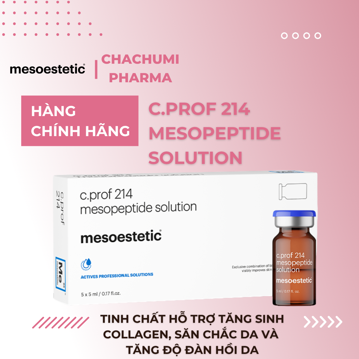 Mesoestetic C.Prof 214 Mesopeptide Solution - Tinh Chất Hỗ Trợ Tăng Sinh Collagen, Săn Chắc Da Và Tăng Độ Đàn Hồi Da 5x5ml