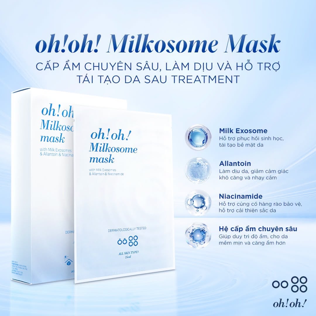 Oh!Oh! Milkosome Mask - Mặt Nạ Exosome Cấp Ẩm Chuyên Sâu, Phục Hồi Và Tái Tạo Da