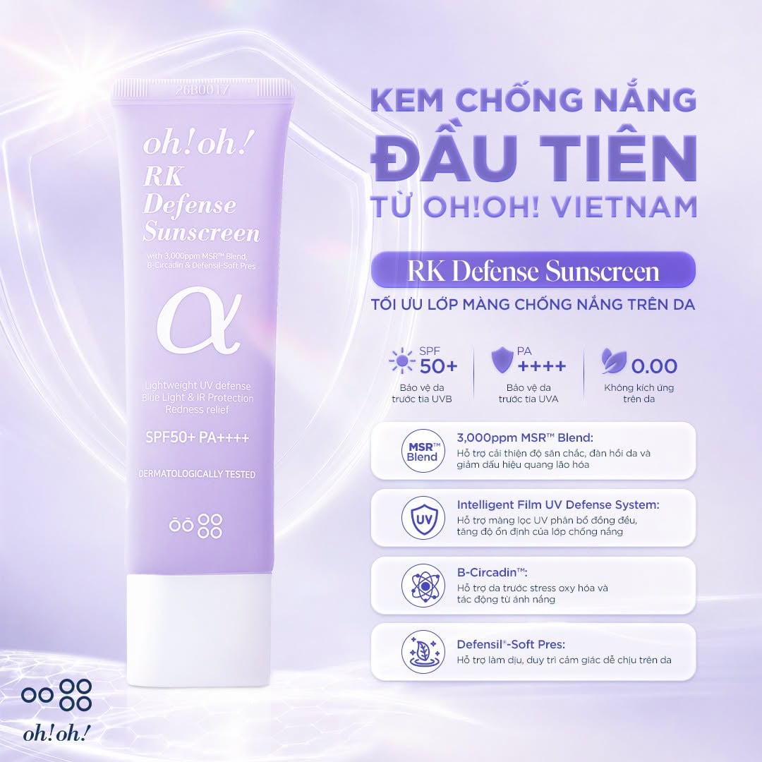 Oh!Oh! RK Defense Sunscreen - Kem Chống Nắng Phổ Rộng Mỏng Nhẹ, Khô Thoáng Và Chống Lão Hóa 45g