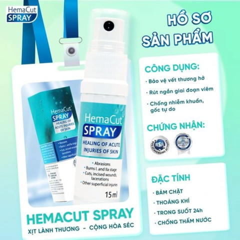 Rejuvaskin HemaCut Spray Xịt Hỗ Trợ Liền Thương & Giảm Sẹo Sau Can Thiệp 15ml