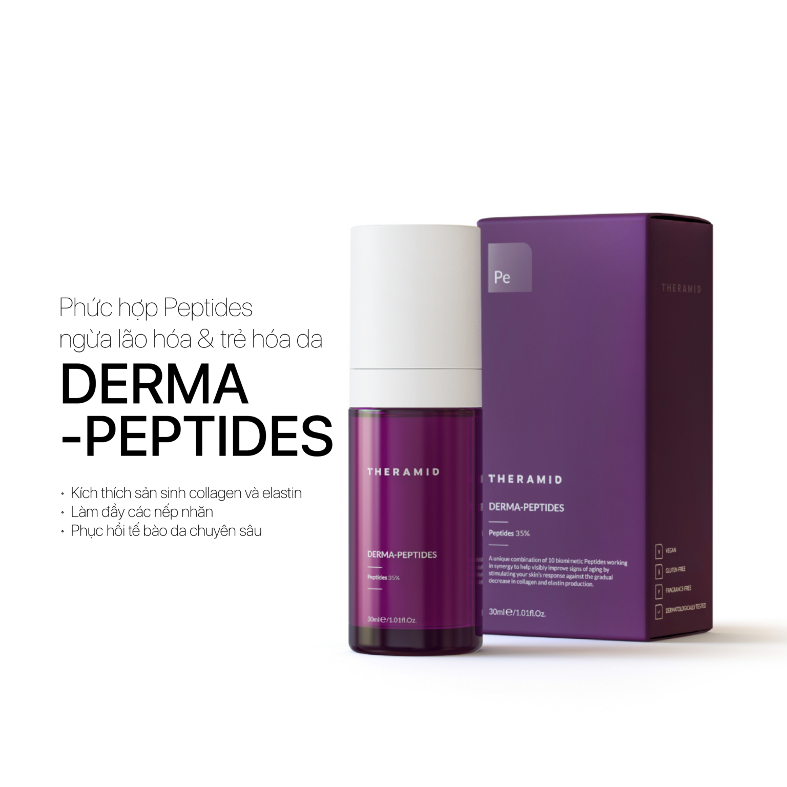 Theramid Derma- Peptides - Tinh Chất Peptides Ngừa Lão Hóa, Cho Làn Da Mịn Màng & Tươi Trẻ 30ml
