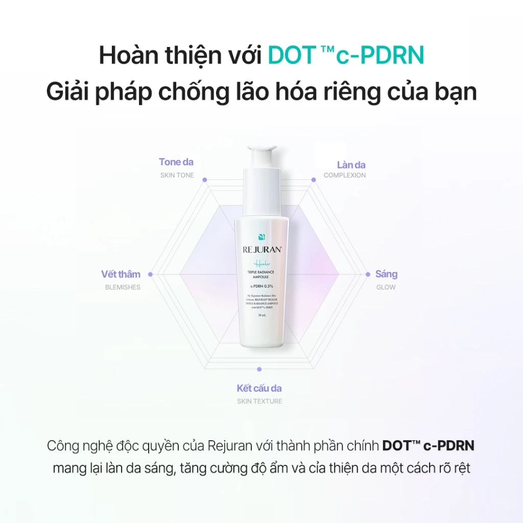 Tinh chất Rejuran Triple Radiance Ampoule dưỡng sáng giúp da căng bóng, hỗ trợ trẻ hoá 50ml