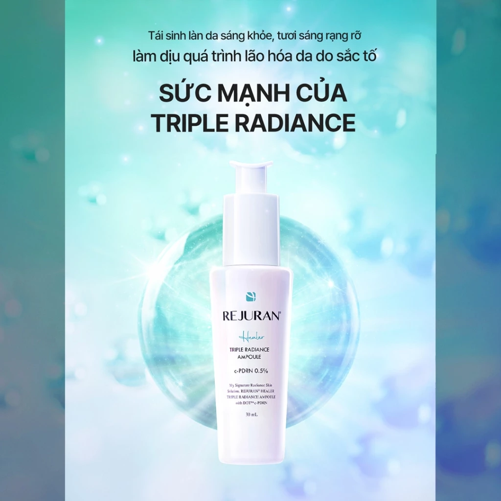 Tinh chất Rejuran Triple Radiance Ampoule dưỡng sáng giúp da căng bóng, hỗ trợ trẻ hoá 50ml