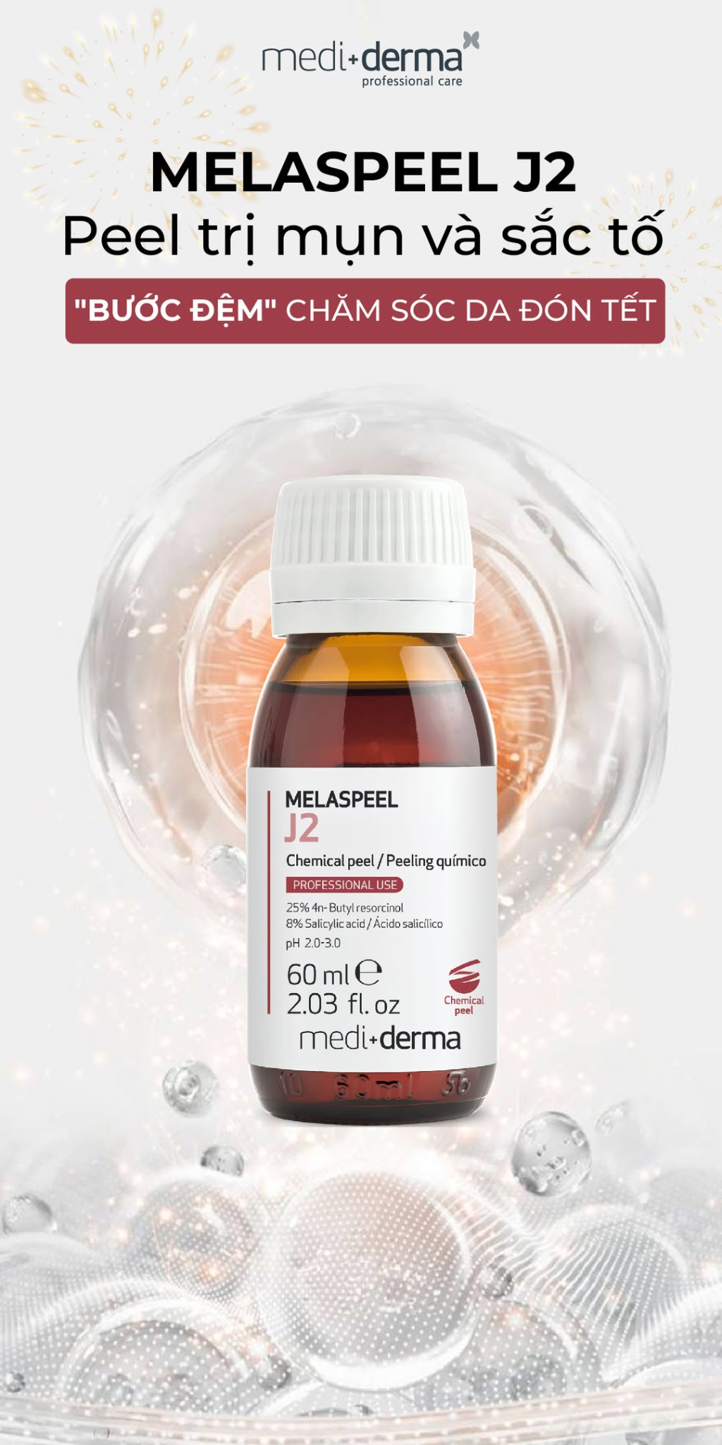 Mediderma Melaspeel J2 - Dung Dịch Peel Giảm Mụn, Sẹo Mụn Và Cải Thiện Sắc Tố 60ml