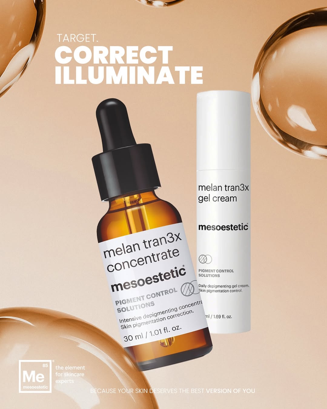 Mesoestetic Melan Tran3x Concentrate Serum - Tinh Chất Hỗ Trợ Làm Sáng Và Đều Màu Da 30ml
