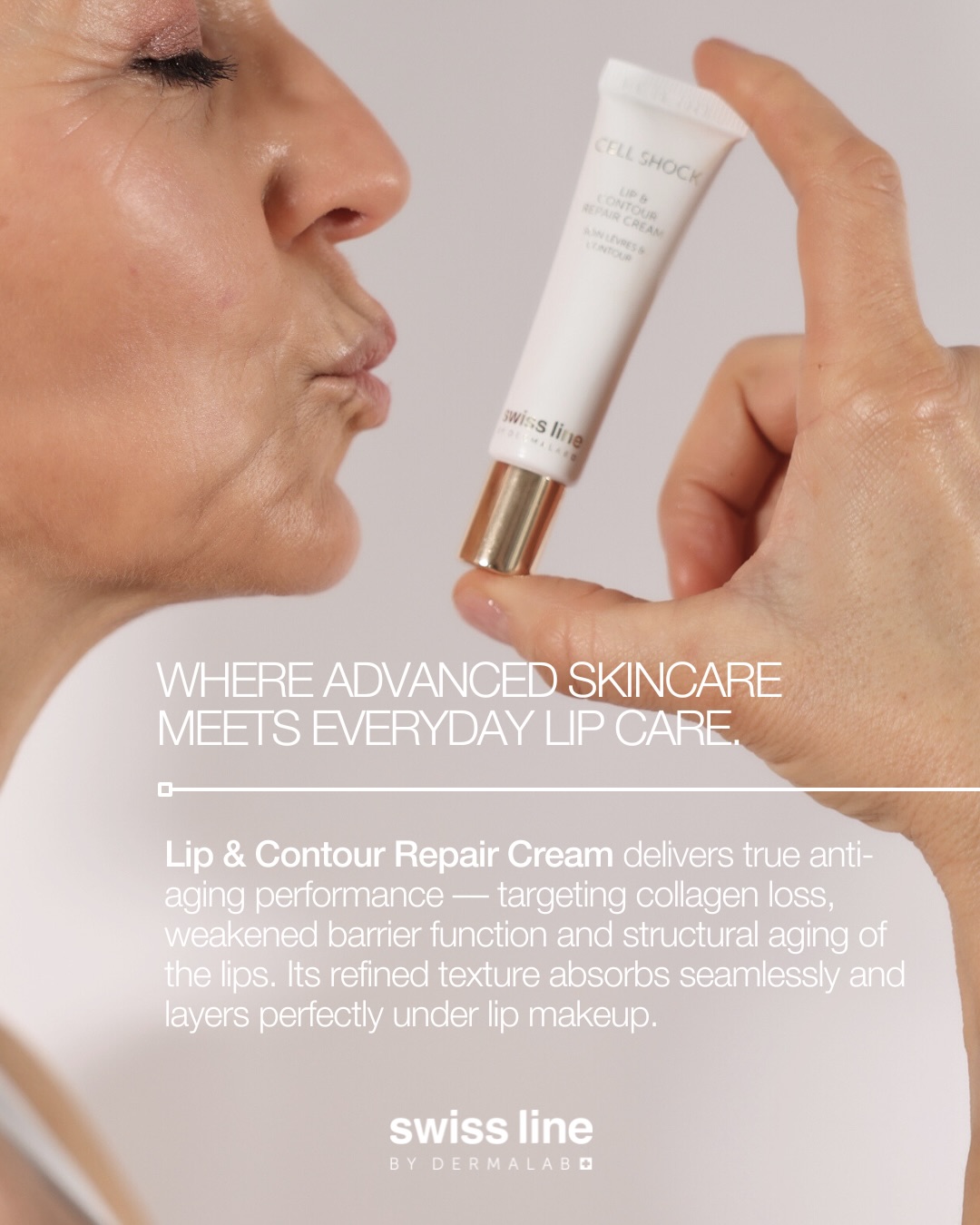 Swissline Cell Shock Lip & Contour Repair Cream -  Kem Dưỡng Hồng Môi Collagen Trẻ Hóa, Căng Mọng, Làm Đầy Rãnh Nhăn Môi 15ml