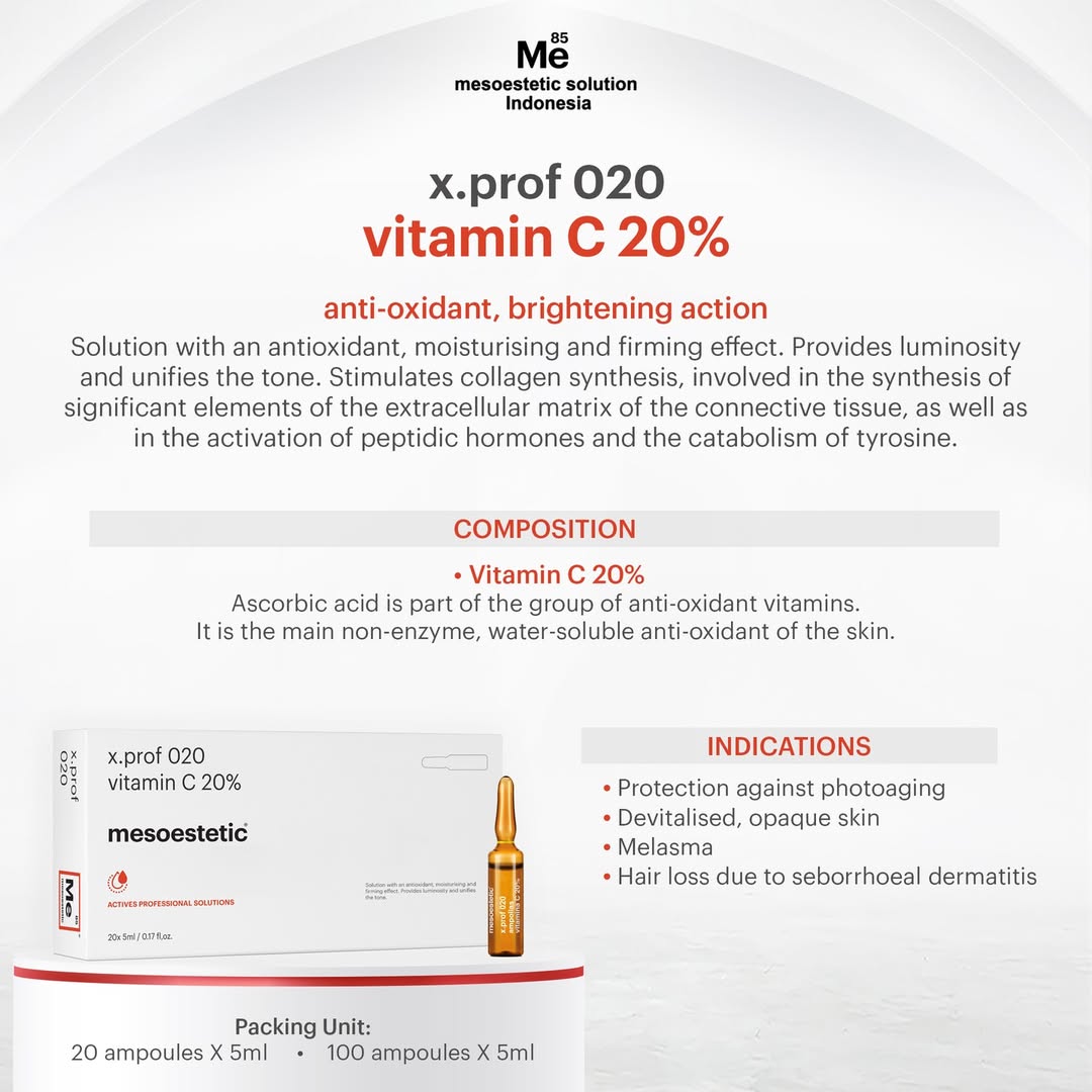 Mesoestetic X.Prof 020 Vitamin C 20% - Tinh Chất Chống Oxy Hóa Và Làm Sáng Da 20x5ml