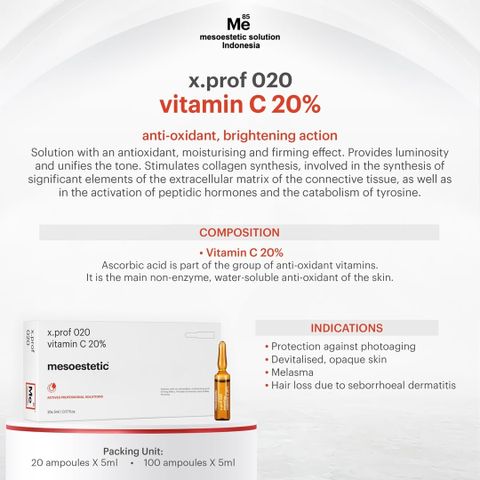 Mesoestetic X.Prof 020 Vitamin C 20% - Tinh Chất Chống Oxy Hóa Và Làm Sáng Da 20x5ml