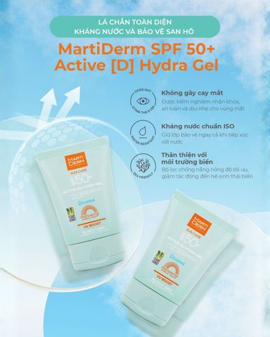 MartiDerm SPF 50+ Active [D] Hydra Gel - Kem Chống Nắng Bảo Vệ Toàn Diện Cho Người Chơi Thể Thao 50ml