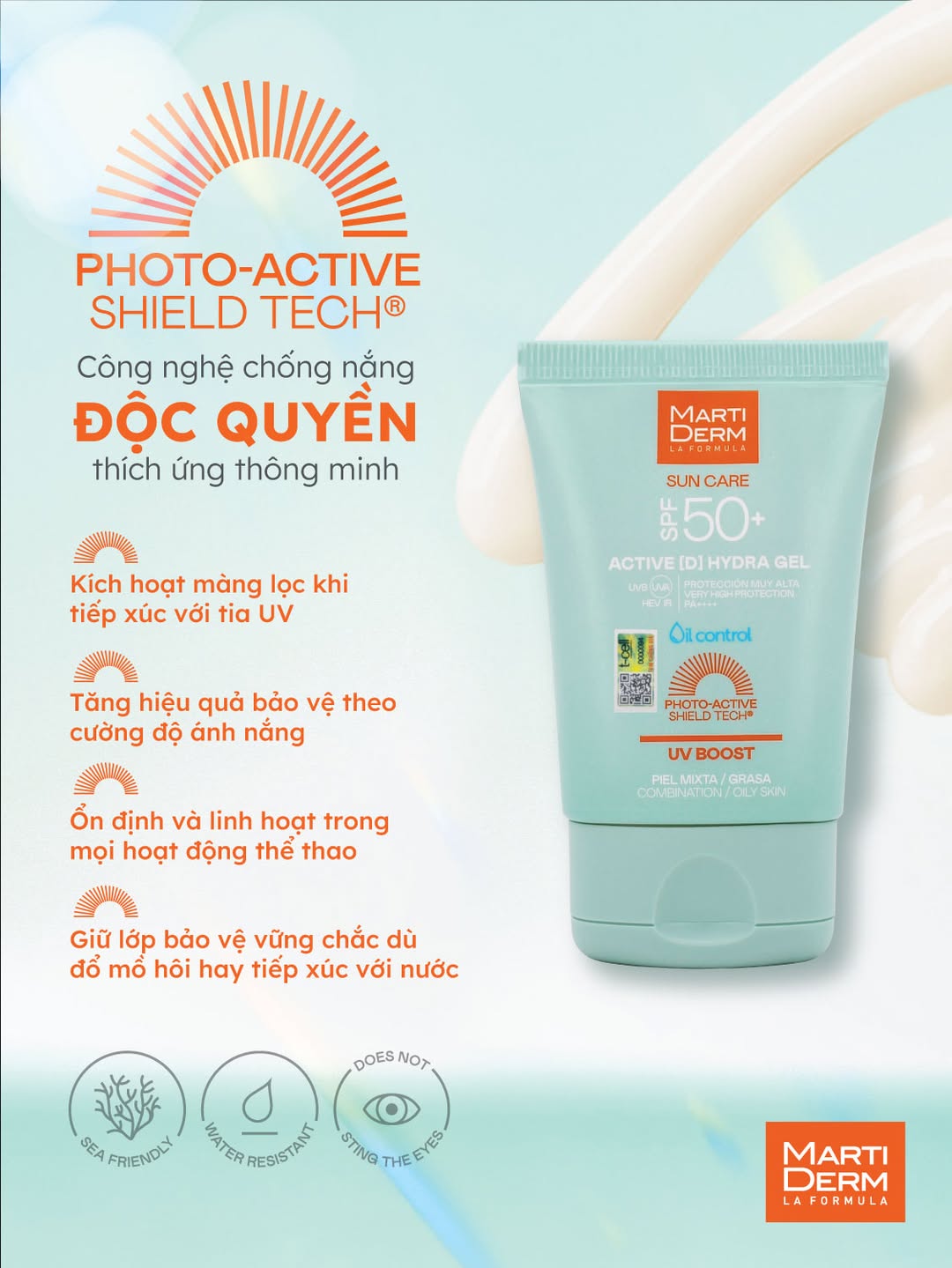 MartiDerm SPF 50+ Active [D] Hydra Gel - Kem Chống Nắng Bảo Vệ Toàn Diện Cho Người Chơi Thể Thao 50ml