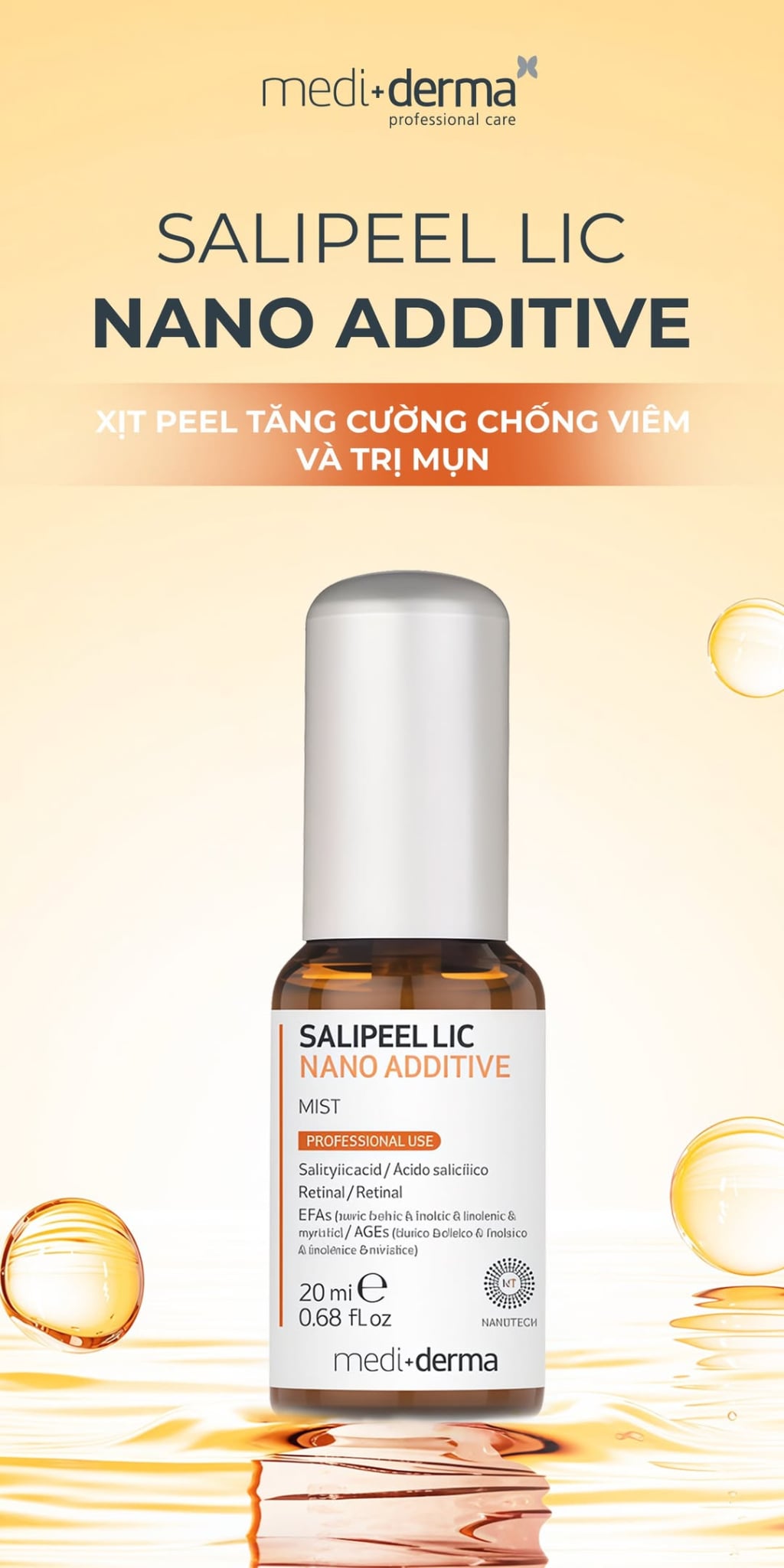 Mediderma Salipeel LIC Nano Additive Xịt Peel Tăng Cường Giảm Viêm Và Giảm Mụn