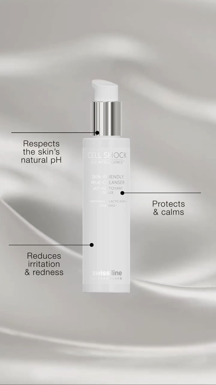 Swissline Cell Shock Age Intelligence Skin-Friendly Milk-Cleanser - Sữa Rữa Mặt Cấp Ẩm Không Bọt, Ổn Định PH, Êm Dịu Cho Da Nhạy Cảm, Mẩn Đỏ, Thiếu Nước  150ml
