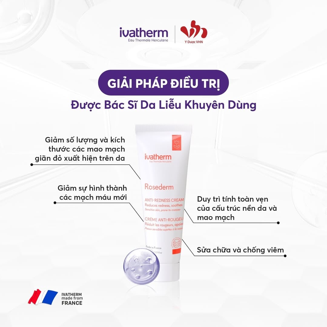 Ivatherm Rosederm Anti-Redness Cream- Kem Dưỡng Làm Dịu, Giảm Mẩn Đỏ Dành Cho Da Nhạy Cảm 30ml