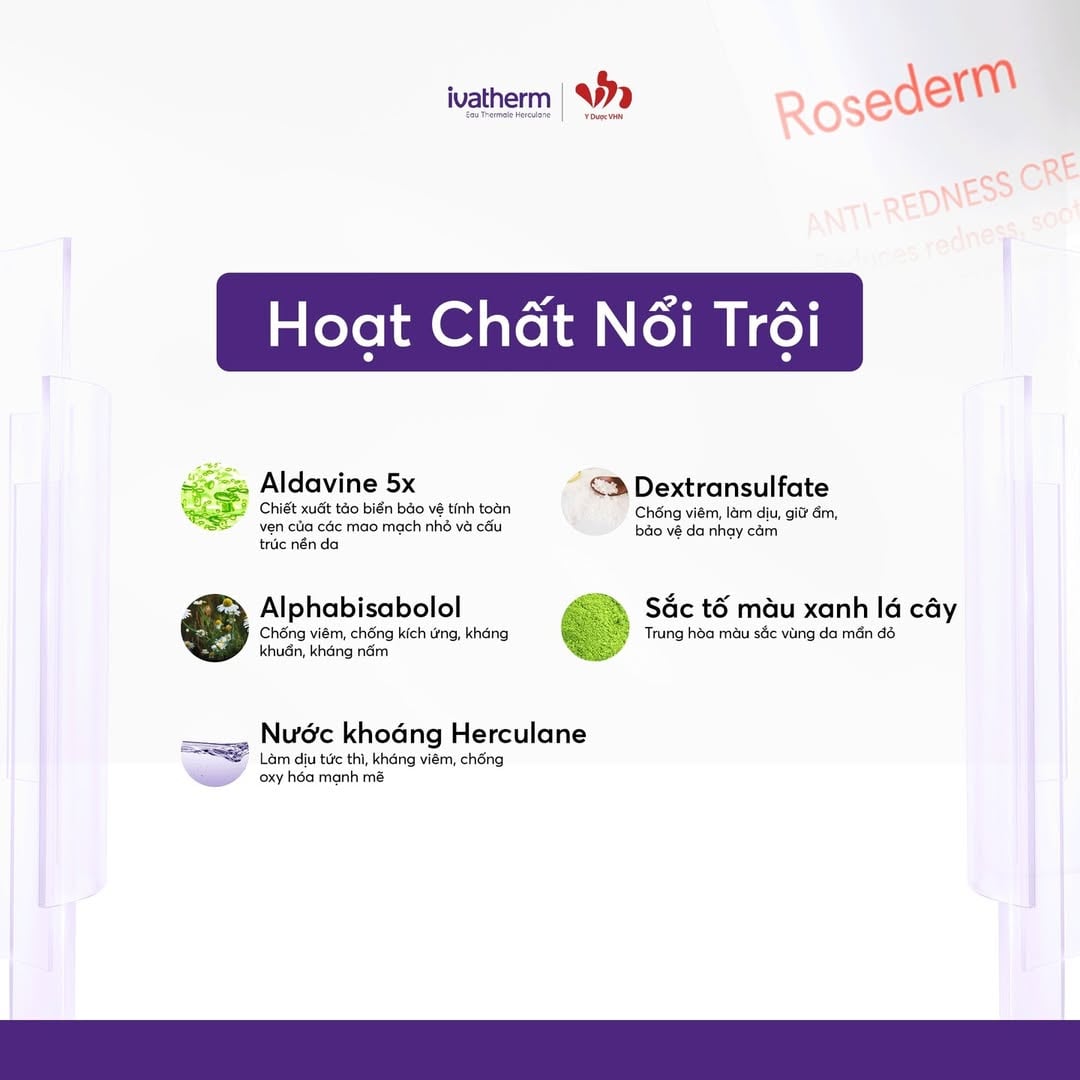 Ivatherm Rosederm Anti-Redness Cream- Kem Dưỡng Làm Dịu, Giảm Mẩn Đỏ Dành Cho Da Nhạy Cảm 30ml