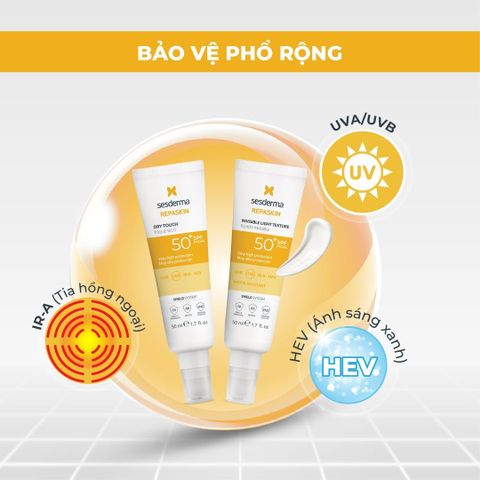 Sesderma Repaskin SPF 50+  Bleaching - Sensitive Skin - Invisible Light Texture - Dry Touch - Kem Chống Nắng 50ml