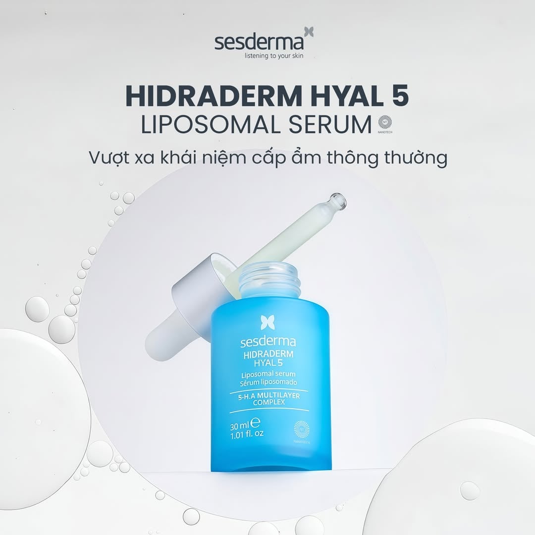 Sesderma Hidraderm Hyal 5 Liposomal Serum 30ml – Serum Phức Hợp 5 Loại HA Dưỡng Ẩm Đa Tầng