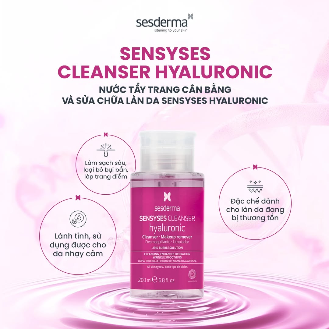 Sesderma Sensyses Cleanser Lightening - Hyaluronic - Sebum - Nước Tẩy Trang 200ml