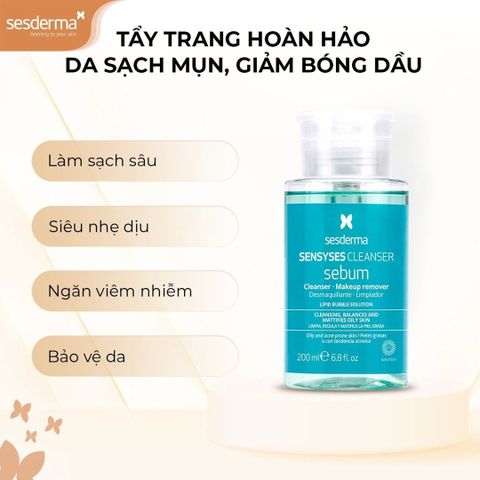 Sesderma Sensyses Cleanser Lightening - Hyaluronic - Sebum - Nước Tẩy Trang 200ml