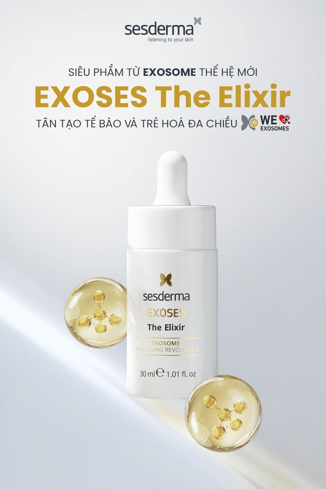 Sesderma Exoses The Elixir 30ml - Tinh Chất Chiết Tế Bào Gốc Exosome Sửa Chữa, Tân Tạo Tế Bào Và Trẻ Hoá Đa Chiều 30ml