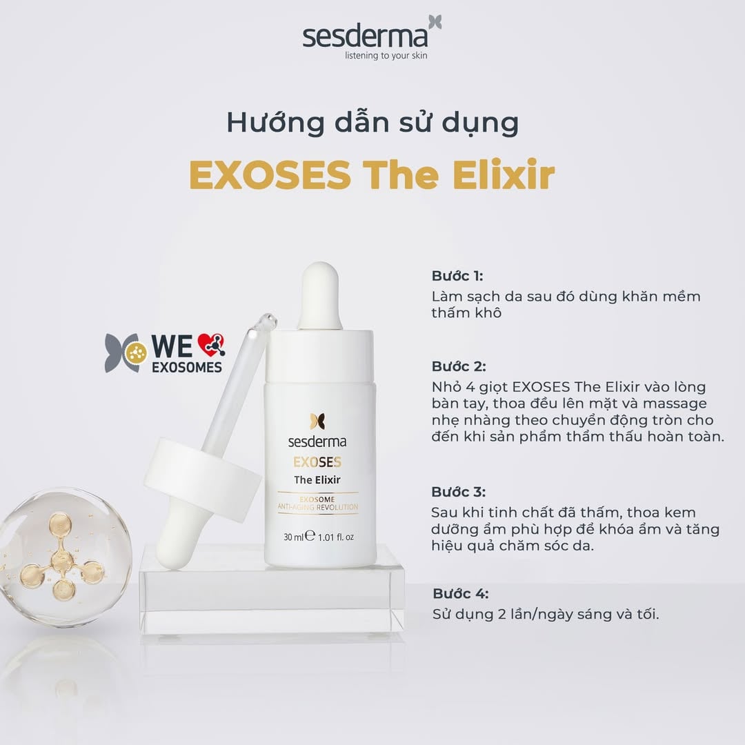 Sesderma Exoses The Elixir 30ml - Tinh Chất Chiết Tế Bào Gốc Exosome Sửa Chữa, Tân Tạo Tế Bào Và Trẻ Hoá Đa Chiều 30ml