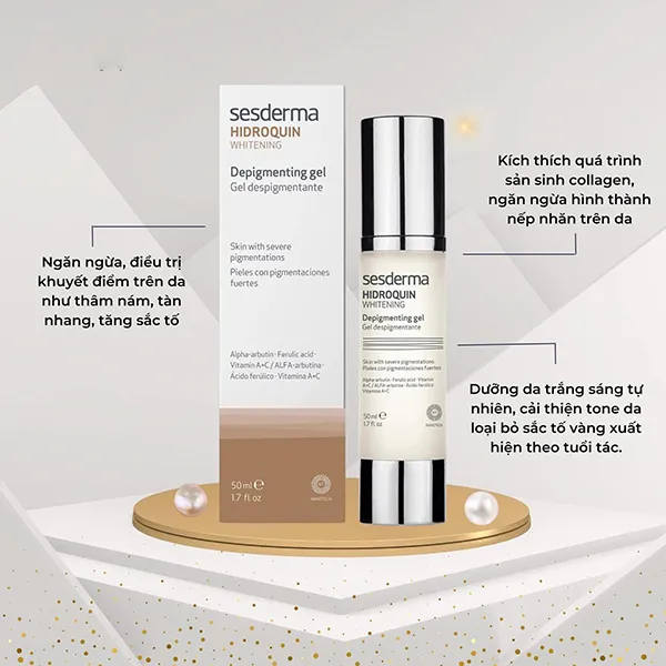Sesderma Hidroquin Whitening Gel 50ml – Gel Làm Sáng Da, Cải Thiện Sắc Tố Da