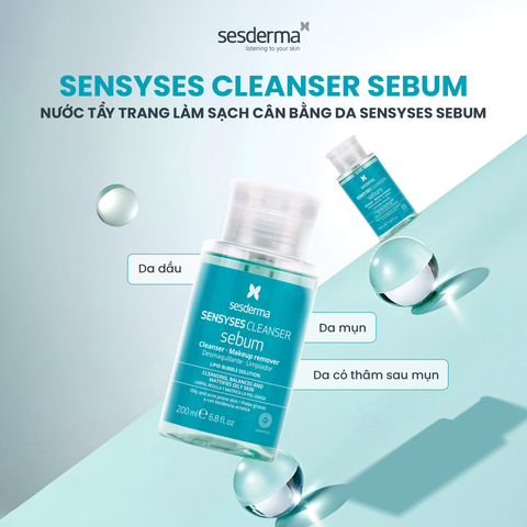 Sesderma Sensyses Cleanser Lightening - Hyaluronic - Sebum - Nước Tẩy Trang 200ml