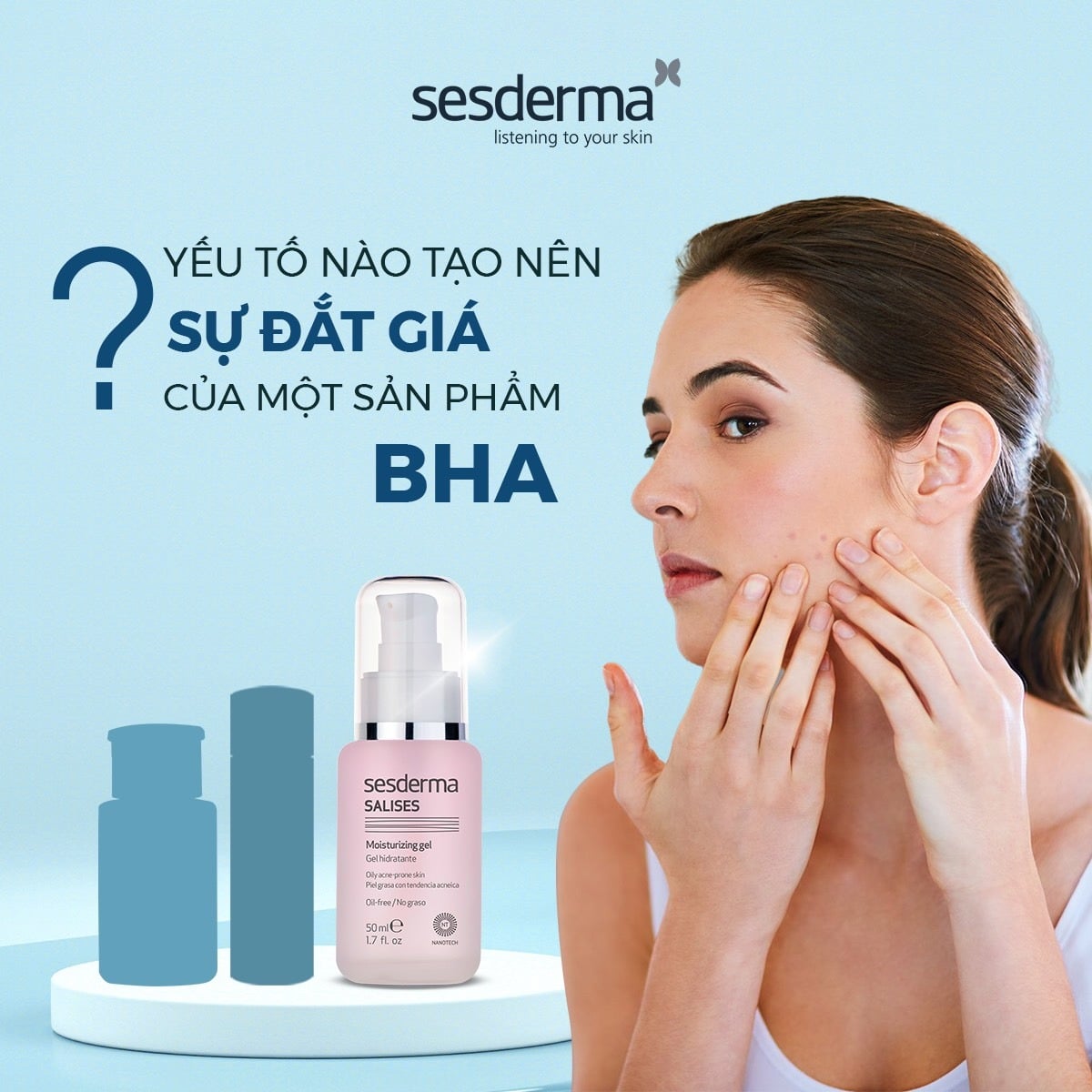 Sesderma Salises Moisturizing Gel 50ml – Gel Dưỡng Kiềm Dầu & Làm Mịn Da Dầu Mụn 50ml