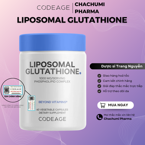 [2 GLU1000, mtd TẶNG 1 GLU1000] Viên Uống Glutathione 1000mg Codeage Trắng Da, Giảm Nám Tàn Nhang