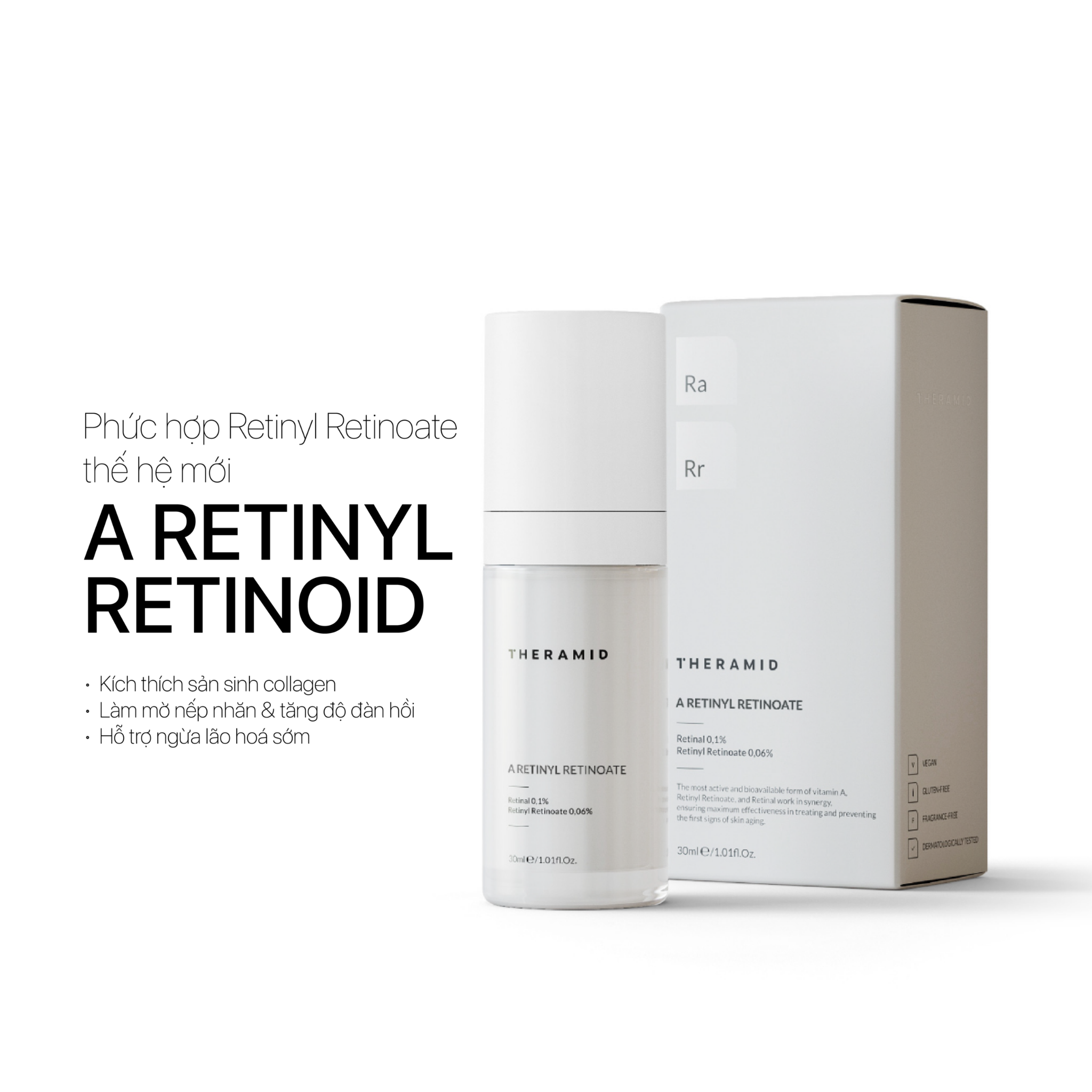 Theramid A Retinyl Retinoate - Tinh Chất Vitamin A, Tái Tạo Da Nhẹ Nhàng & Ổn Định 30ml