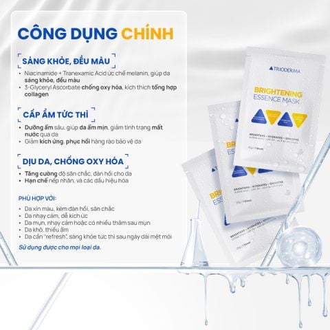 [Lẻ miếng] Mặt nạ Trioderma Calming & Hydrating - Brightening Essence Mask làm dịu, phục hồi, dưỡng trắng da