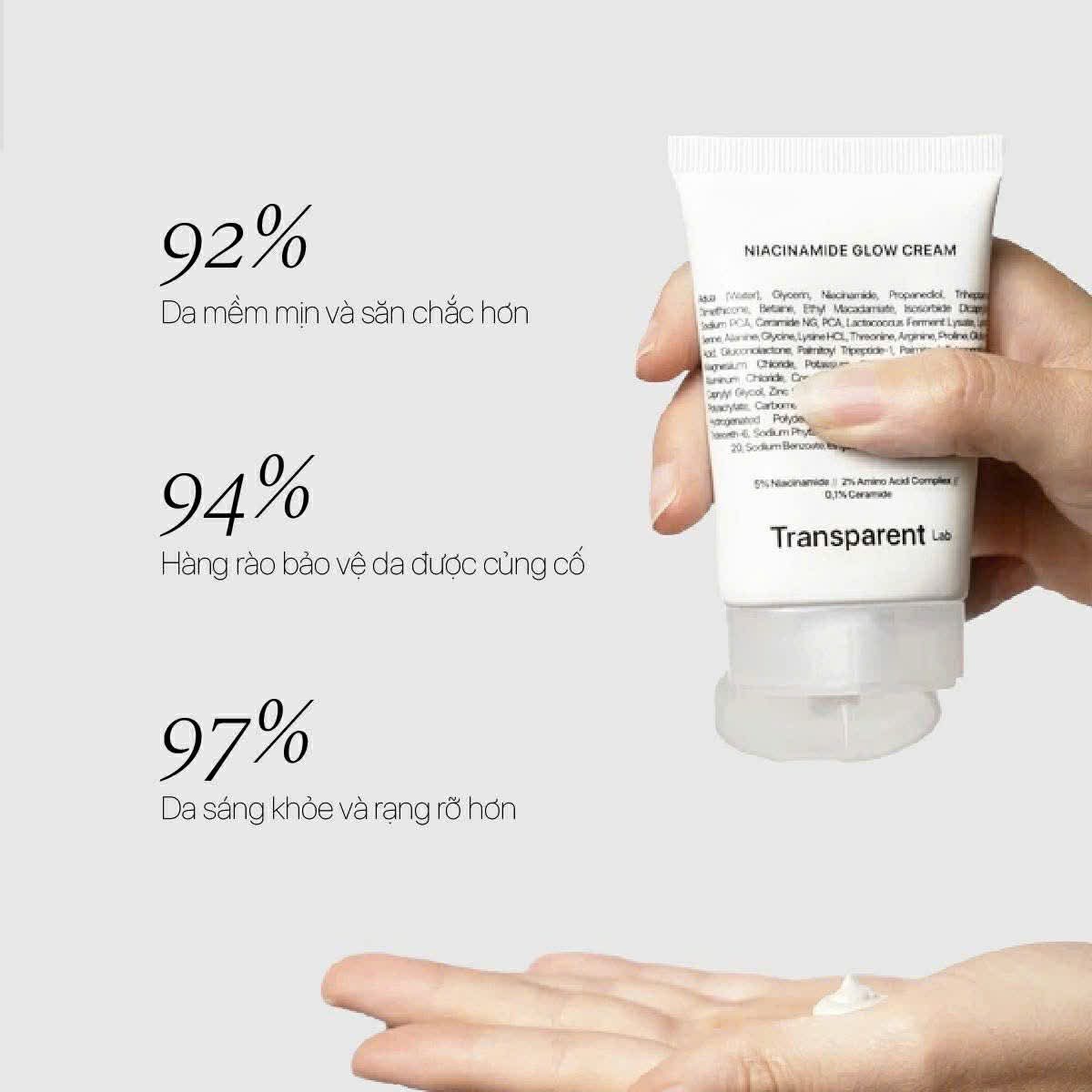 Transparent Niacinamide Glow Cream – Kem Dưỡng Sáng Da, Mờ Thâm, Kiểm Soát Dầu 50ml