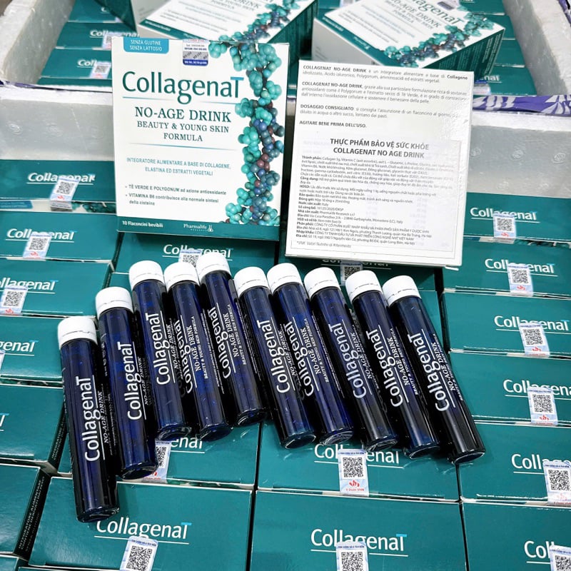 Collagen Pharmalife - Thực phẩm bảo vệ sức khỏe Collagenat No Age Drink 10 ống x 25ml
