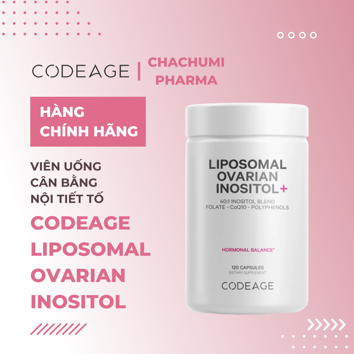 Codeage Liposomal Ovarian Inositol - Viên Uống Cân Bằng Nội Tiết Tố 120 viên