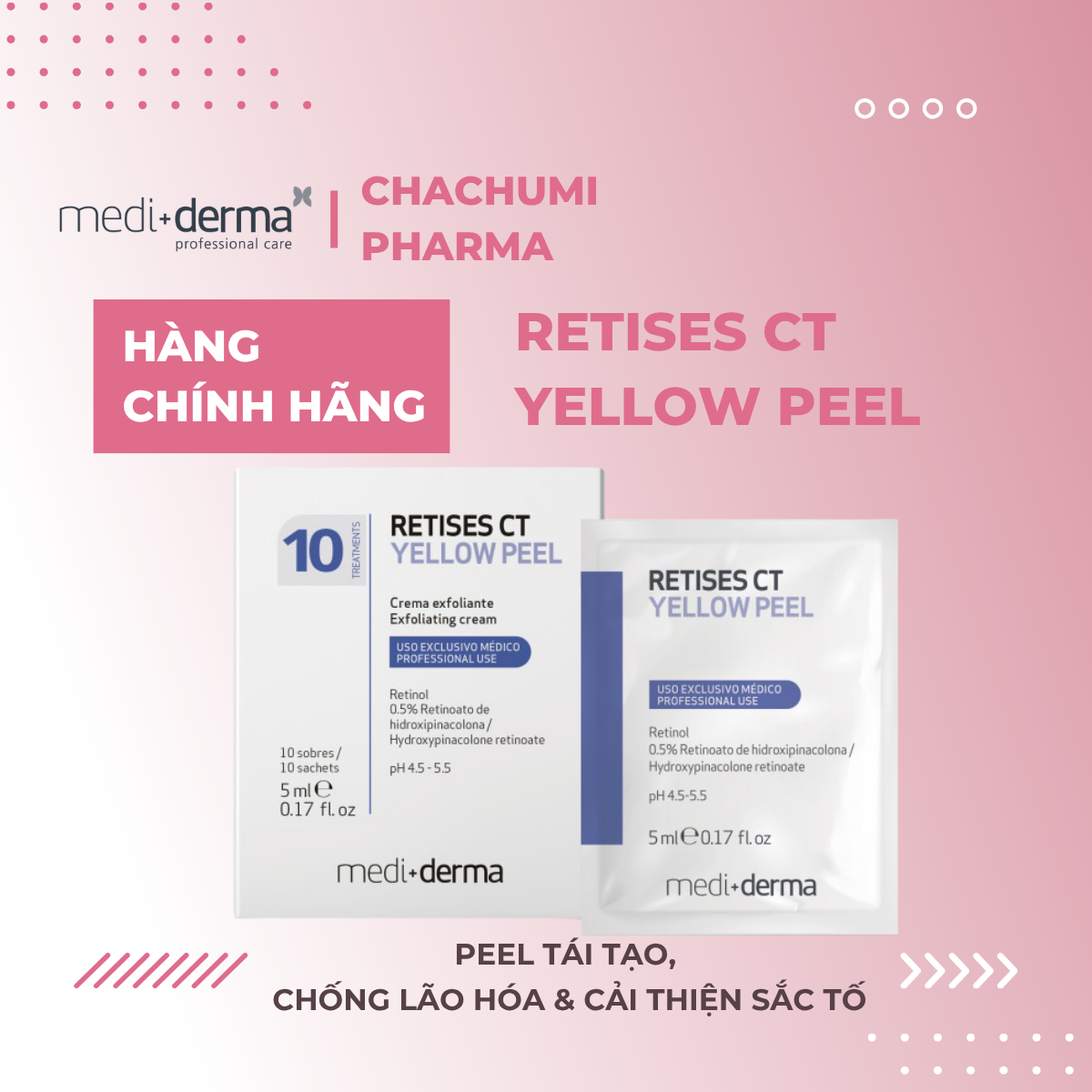 Mediderma Retises CT Yellow Peel Khoá Peel Tái Tạo, Chống Lão Hóa Và Cải Thiện Sắc Tố
