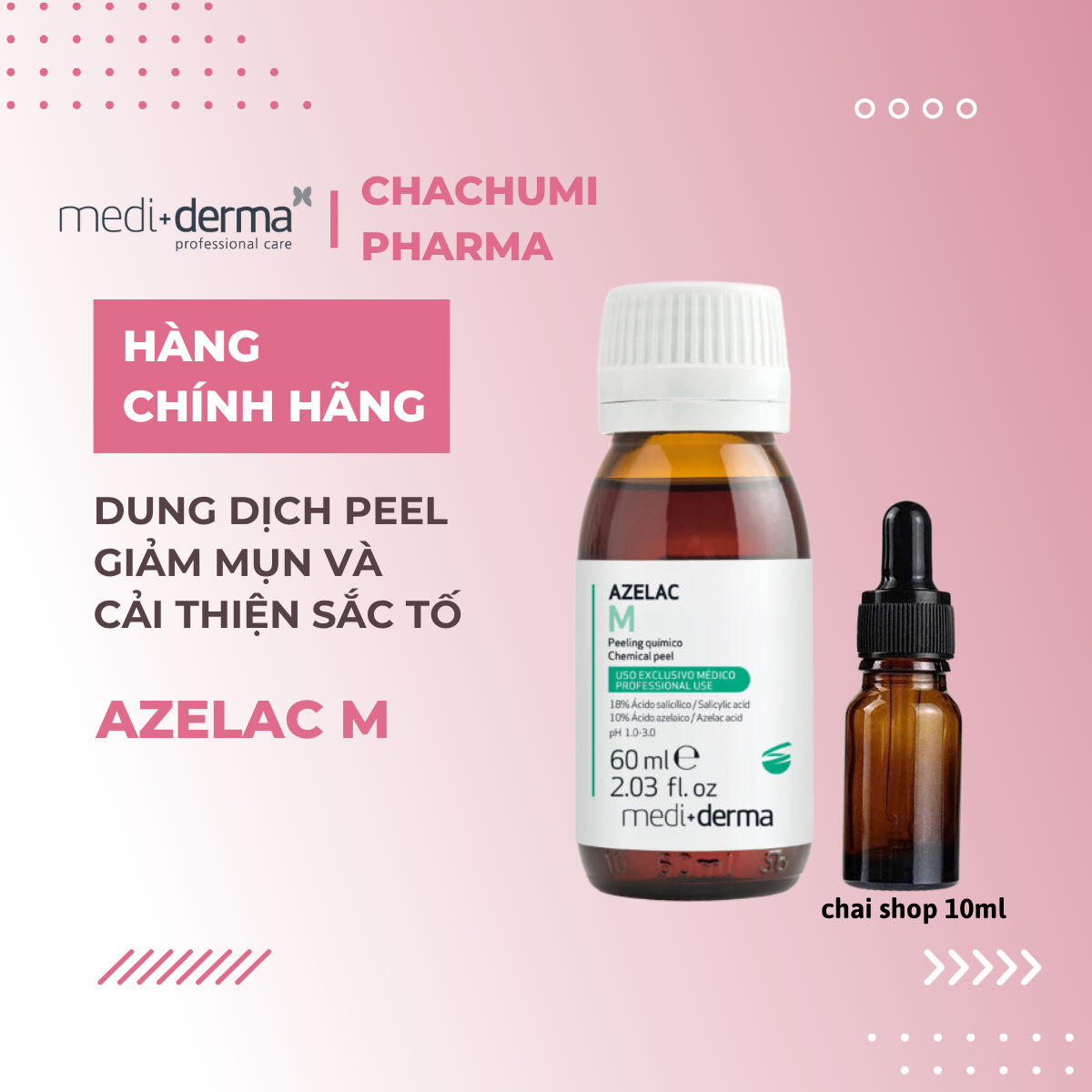 Mediderma Azelac M - Dung Dịch Peel Giảm Mụn Và Cải Thiện Sắc Tố 60ml
