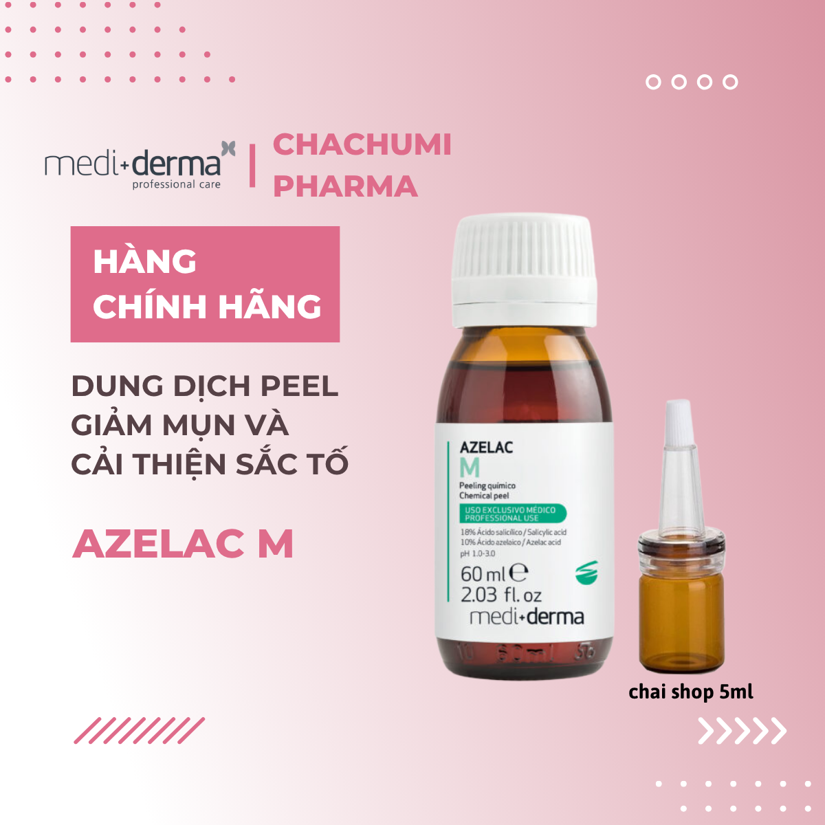 Mediderma Azelac M - Dung Dịch Peel Giảm Mụn Và Cải Thiện Sắc Tố 60ml