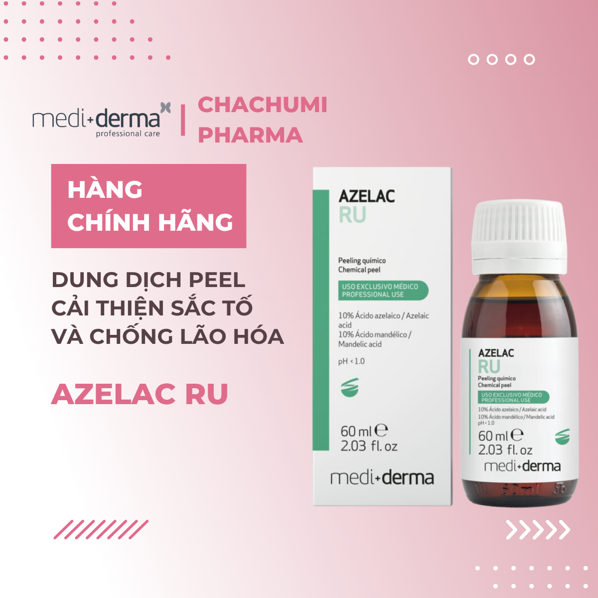 Mediderma Azelac Ru - Dung Dịch Peel Cải Thiện Sắc Tố Và Chống Lão Hóa 60ml