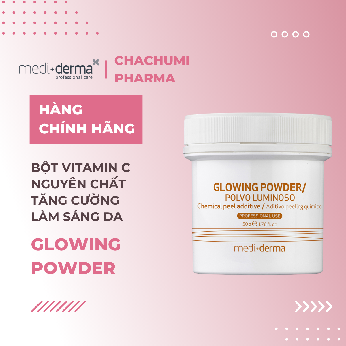 Mediderma Glowing Powder Bột Vitamin C Nguyên Chất Tăng Cường Làm Sáng, Căng Bóng Và Đều Màu Da