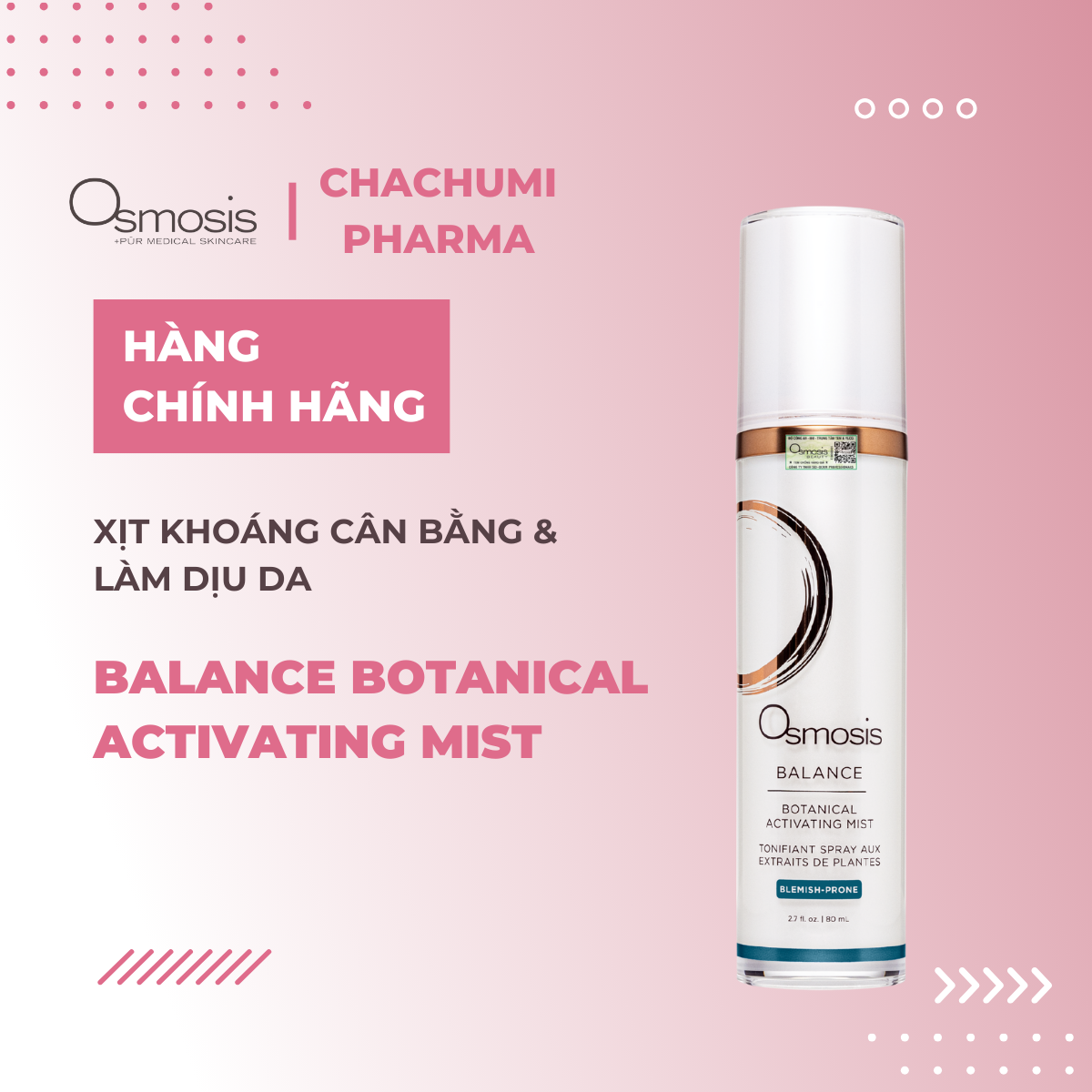 Osmosis Balance Botanical Activating Mist - Xịt Khoáng Hữu Cơ Giúp Làm Dịu Và Cân Bằng Da 80ml
